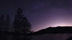 Trees night Stars lakes skyscapes