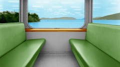 Trees ocean hills seats 3d trains