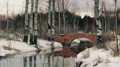 Trees paint Bridges reflections rivers