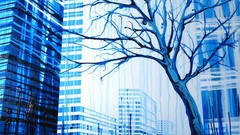 Trees paintings buildings cityscapes artwork traditional art 