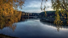 Trees paintings rivers artwork digital art artistic