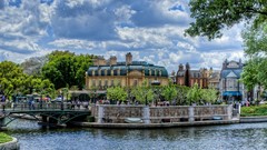Trees Paris Bridges rivers cityscapes old buildings HDR 