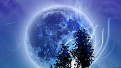 Trees planets Blue Moon