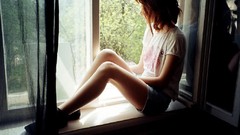 Trees room woman windows legs redheads teen