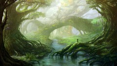 Trees roots streams vines forests artwork fantasy art