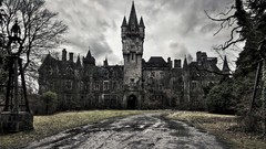 Trees ruins Castles post-apocalyptic decay