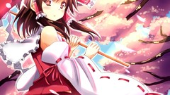 Trees sakura pink flowers anime girls touhou