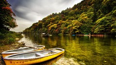 Trees ships rivers row boats