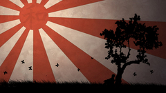 Trees silhouettes fields Japanese