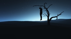 Trees silhouettes suicide hanging