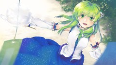 Trees snakes instruments outdoors skirts long hair anime girls 