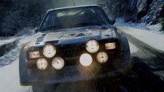 Trees snow Audi Sports Car roads cliffs rally races racing 4x4 