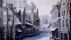 Trees snow cityscapes