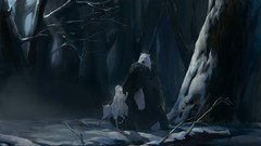 Trees snow horns Polar Bears forests fantasy art