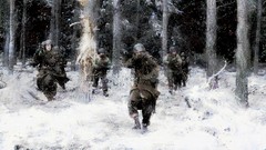 Trees snow weapons storm Army soldiers military combat forests 