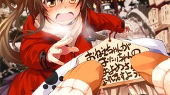 Trees snow winter Anime gloves coat scarfs long hair anime 