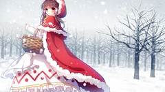 Trees snow winter Little Red Riding Hood parody red eyes blush 