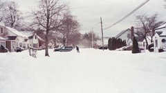 Trees snow winter Men houses towns