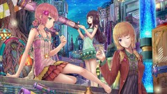 Trees Stars Anime telescope Flags multicolor cities barefoot 