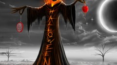 Trees Stars fire clouds Candies Halloween full moon