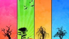 Trees Stars multicolor artwork digital art vectors