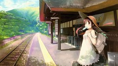 Trees Station dress ice cream hats tracks skirts anime girls 