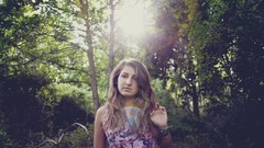 Trees sun woman brunettes