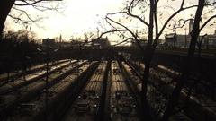 Trees trains sepia vehicles