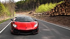 Trees tuning cars roads mansory Lamborghini-Aventador red cars