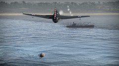 Trees water Aircraft War game ships military flying Beaches 