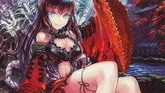 Trees water armor navel sitting Ropes buildings legs long hair 