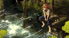 Trees water Birds fishing fish sleeping closed eyes Dragonflies 