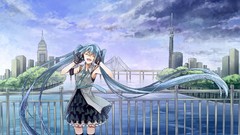 Trees water clouds headphones Skyscrapers dress tie gloves 