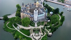Trees water Islands architecture Castles buildings aerial view