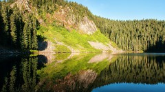 Trees water Mountains lakes