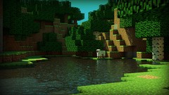 Trees water sheep Terrain 3d minecraft cinema 4d skyscapes 