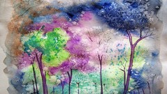 Trees watercolor paintings