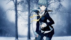 Trees weapons Katana Anime Swords outdoors skirts long hair 