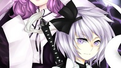 Trees weapons Katana dress hats ghosts white hair Swords 