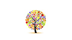 Trees white background fruits minimalistic artwork Simple 
