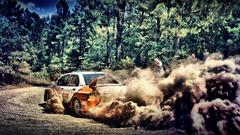 Trees white cars orange