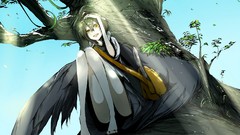 Trees wings hats Bags sitting sunlight barefoot brunettes short 