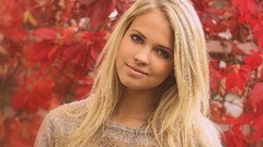 Trees woman Actress blondes smiling models portraits