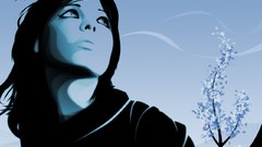 Trees woman black hair vectors