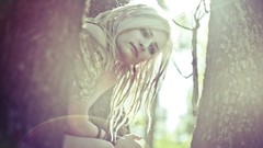 Trees woman blondes forests