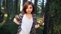 Trees woman brunettes