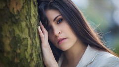 Trees woman brunettes models