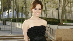 Trees woman Celebrity brunettes black dress emmy rossum