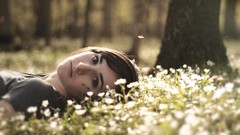 Trees woman faces outdoors brunettes models