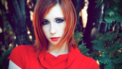 Trees woman green eyes models redheads